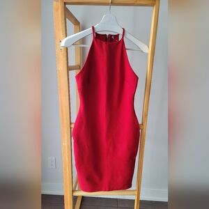 Mendocino Red Bodycon High Neck Dress